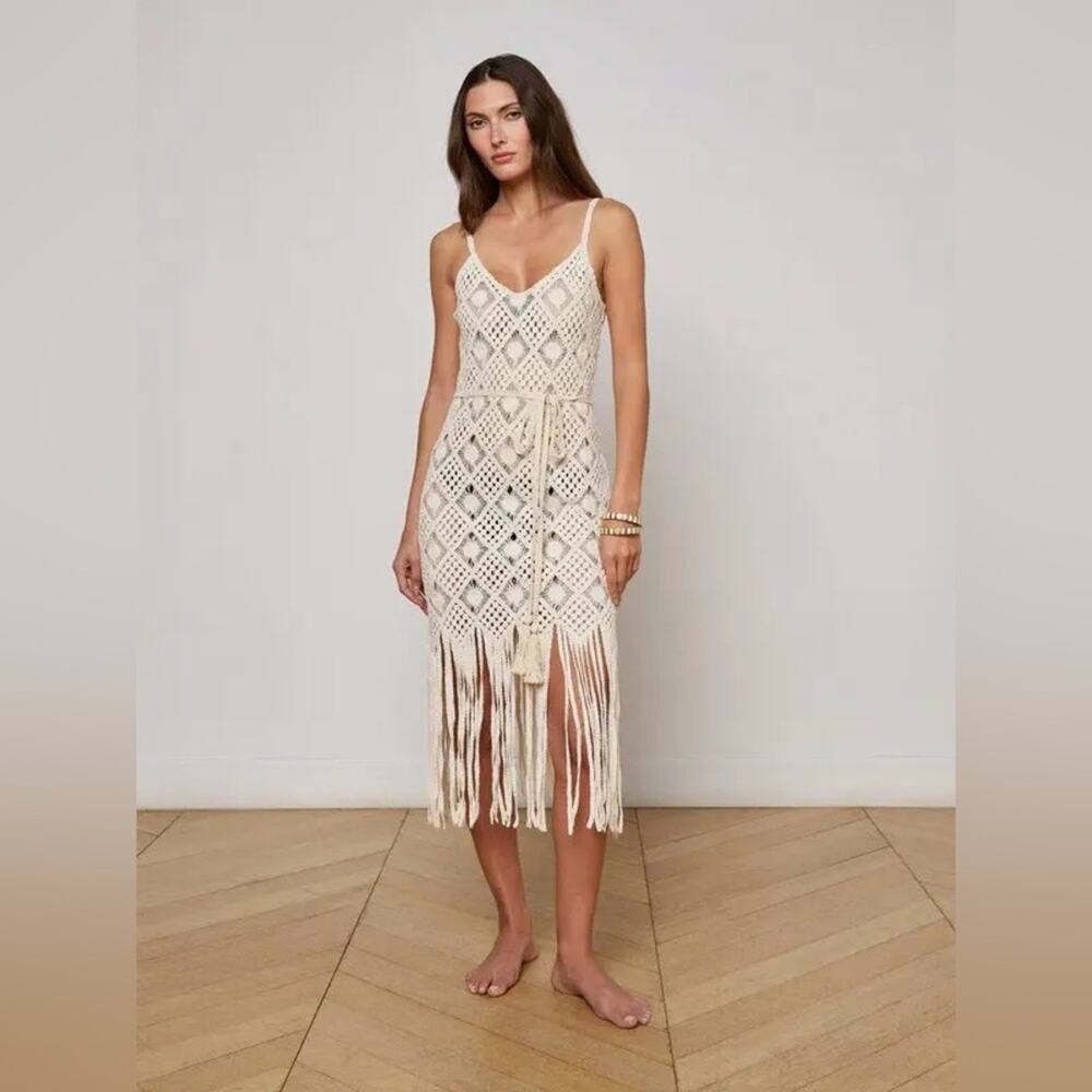 L’agence Haleigh Crochet Cover-Up Dress M - Picture 9 of 10
